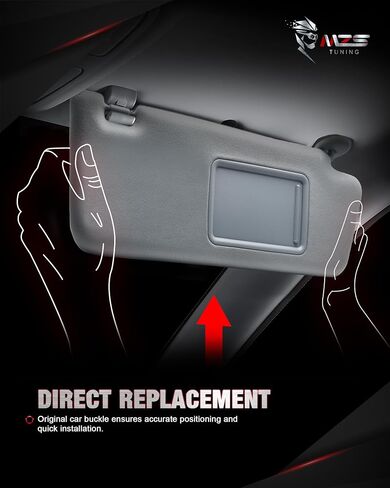 MZS Sun Visor الجانب الأيمن للراكب البديل متوافق مع 2005-2012 Tacoma Replace 74310-04081-B0،74320-04180-B0 بدون فتحة سقف (رمادي) in Kuwait