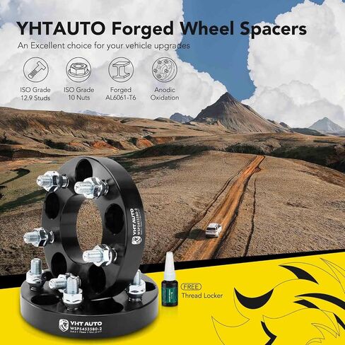 فواصل عجلات YHTAUTO 5x4.5 مقاس 2 بوصة تناسب تويوتا، فورد، جيب MK، هوندا، دودج، كيا، هيونداي، كرايسلر، موديلات مازدا، سيفيك، تاكوما، كامري، فواصل إطارات 5 × 114.3 مم مع مسامير 12 × 1.5 73 مم 5 العروة 4 قطع in Saudi Arabia