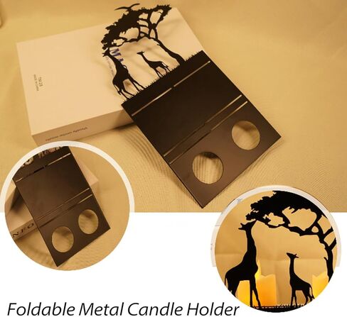 Nordic Leisure Style Creative Metal Candlestick Ornaments, Animal Candlestick Holde, Black Candle Holder for Living Room Table Decor, Wedding - Christmas, Giraffe+Elephant in Saudi Arabia