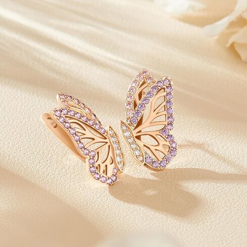 18K Gold Earrings for Women Trendy, Butterfly Earrings for Women Gold Hoop Earrings, Gold Butterfly Earrings Hypoallergenic Stud in Saudi Arabia