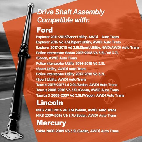 Rear Drive Shaft Prop Shaft Driveshaft Assembly Compatible with Ford Explorer 2011-2018, Police Interceptor, Taurus X & Lincoln MKS & Mercury Sable, Automatic Trans, Replace OE 8G1Z4R602A in Kuwait