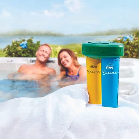 4 FROG Serene Bromine Replacement Cartridges for Hot Tubs for use only with FROG Serene in-Line and Floating Sanitizing Systems, Quick and Easy Sanitizer in Saudi Arabia