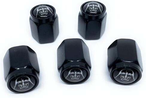 Premium Universal and Durable Metal Valve Stem Covers (5-Pack): Compatible with Cars, SUV's, Trucks, Motorcycles & Bikes, Hexagonal Design & Rubber Seal (New Darth Vader) in Saudi Arabia