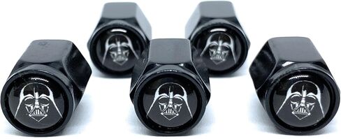 Premium Universal and Durable Metal Valve Stem Covers (5-Pack): Compatible with Cars, SUV's, Trucks, Motorcycles & Bikes, Hexagonal Design & Rubber Seal (New Darth Vader) in Saudi Arabia
