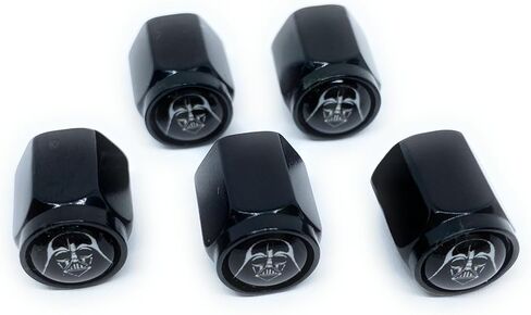 Premium Universal and Durable Metal Valve Stem Covers (5-Pack): Compatible with Cars, SUV's, Trucks, Motorcycles & Bikes, Hexagonal Design & Rubber Seal (New Darth Vader) in Saudi Arabia
