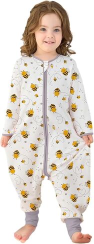 Baby Sleeping Bag with Feet, Summer Toddler Sleeping Sack with Legs Long Sleeves,Baby Wearable Blanket Sleep Sack 0.5 TOG in Kuwait