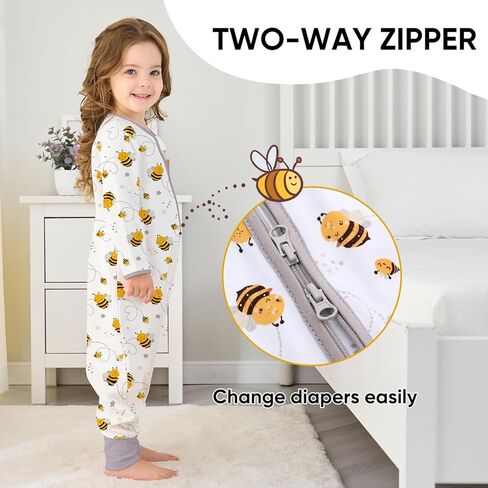 Baby Sleeping Bag with Feet, Summer Toddler Sleeping Sack with Legs Long Sleeves,Baby Wearable Blanket Sleep Sack 0.5 TOG in Kuwait