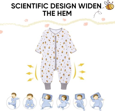 Baby Sleeping Bag with Feet, Summer Toddler Sleeping Sack with Legs Long Sleeves,Baby Wearable Blanket Sleep Sack 0.5 TOG in Kuwait