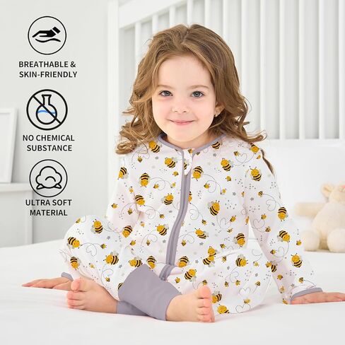 Baby Sleeping Bag with Feet, Summer Toddler Sleeping Sack with Legs Long Sleeves,Baby Wearable Blanket Sleep Sack 0.5 TOG in Kuwait