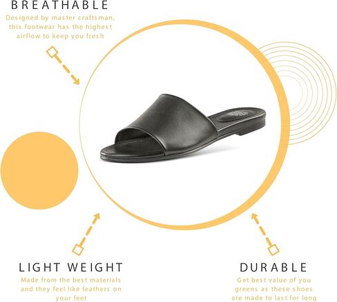 JATAREA Women’s Slip-On Flat Sandals with Round Open Toe | Dressy Summer Slides for Women in Kuwait