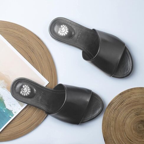 JATAREA Women’s Slip-On Flat Sandals with Round Open Toe | Dressy Summer Slides for Women in Kuwait