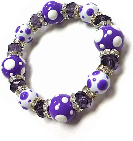 Linpeng Polka Dots Glass Beaded Stretch Bracelet, Purple Valentine Jewelry, Christmas Birthday Gift for Her, 1 pc in Kuwait