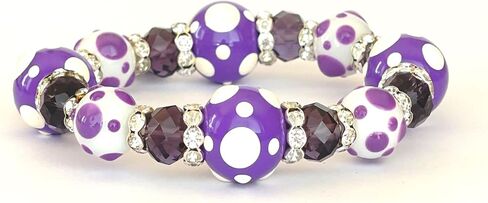 Linpeng Polka Dots Glass Beaded Stretch Bracelet, Purple Valentine Jewelry, Christmas Birthday Gift for Her, 1 pc in Kuwait