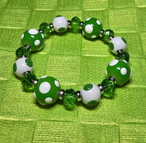 Linpeng Polka Dots Glass Beaded Stretch Bracelet, Purple Valentine Jewelry, Christmas Birthday Gift for Her, 1 pc in Kuwait