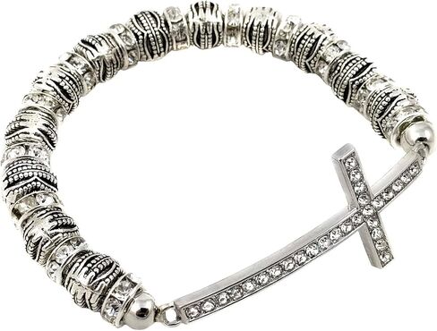 Sideways Curved Cross Stretch Bracelet in Saudi Arabia