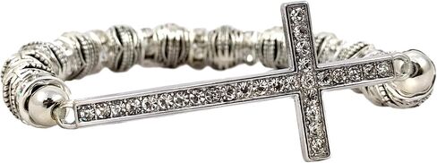 Sideways Curved Cross Stretch Bracelet in Saudi Arabia