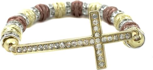 Sideways Curved Cross Stretch Bracelet in Saudi Arabia
