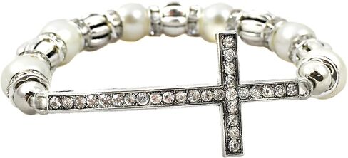 Sideways Curved Cross Stretch Bracelet in Kuwait