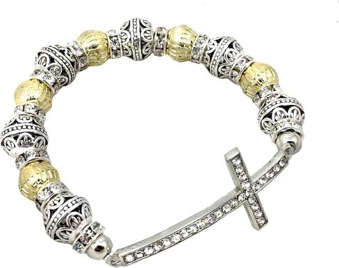 Sideways Curved Cross Stretch Bracelet in Saudi Arabia