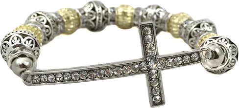 Sideways Curved Cross Stretch Bracelet in Saudi Arabia