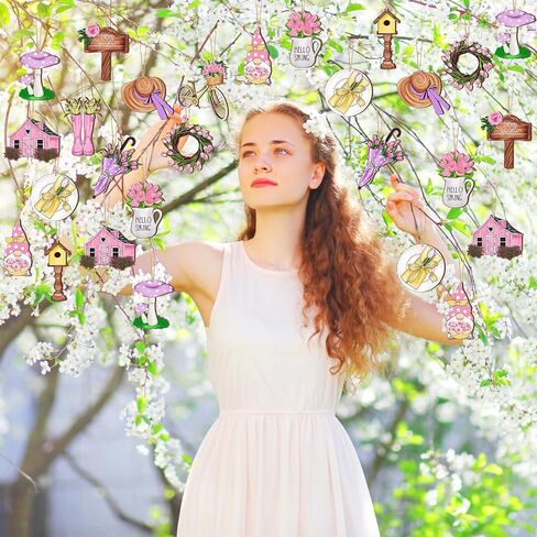 36 Pcs Summer Spring Ornaments for Tree Flower Daisy Wooden Ornaments Retro Spring Hanging Decorations Decorative Spring Wood Cutouts Tags Crafts with String for Tree Home Party Craft Decor (Floral) in Saudi Arabia