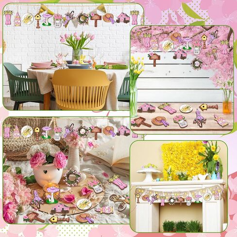 36 Pcs Summer Spring Ornaments for Tree Flower Daisy Wooden Ornaments Retro Spring Hanging Decorations Decorative Spring Wood Cutouts Tags Crafts with String for Tree Home Party Craft Decor (Floral) in Saudi Arabia