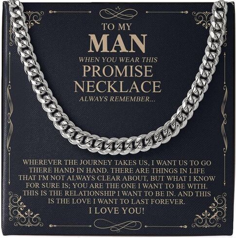 To My Man Necklaces Gift, Man Cuban Chain Necklace, Gifts For Men, To My Husband Necklace, Boyfriend Necklace, Husband Necklace For Him, Christmas Gifts For Men, Gift For Boyfriend Unique, Gift To Boyfriend, Chain For Boyfriend in Kuwait