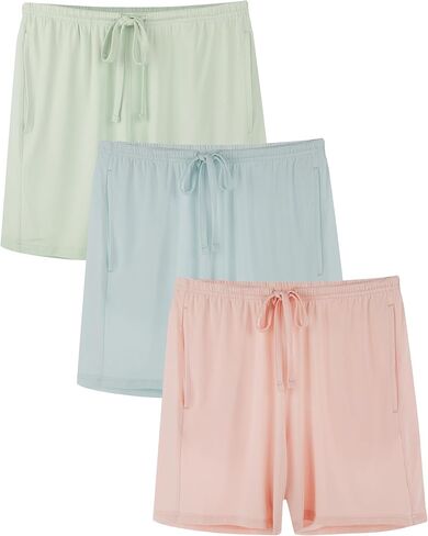 BAMBOO COOL Womens Pajama Shorts Comfy Lounge Shorts Drawstring Pj Pants Sleep Shorts with Pockets Pack of 3 in Saudi Arabia