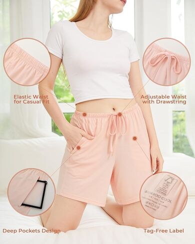 BAMBOO COOL Womens Pajama Shorts Comfy Lounge Shorts Drawstring Pj Pants Sleep Shorts with Pockets Pack of 3 in Saudi Arabia