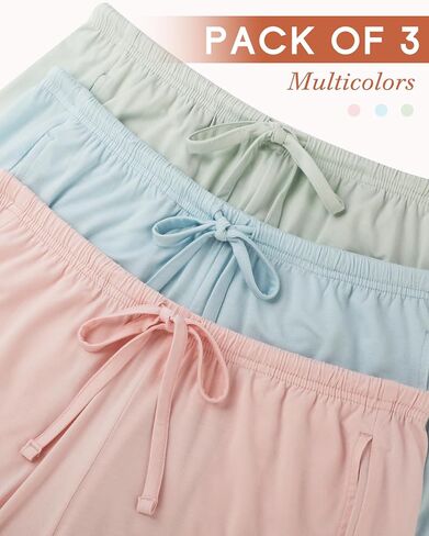 BAMBOO COOL Womens Pajama Shorts Comfy Lounge Shorts Drawstring Pj Pants Sleep Shorts with Pockets Pack of 3 in Saudi Arabia