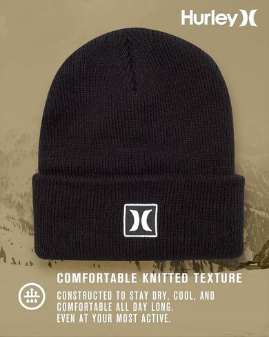 Hurley Men's Cuffed Beanie - Classic One-Sized Knitted Skull Cap Winter Beanie for Men - Stylish Logo Printed Mens Beanie Hat in Kuwait