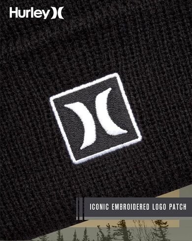 Hurley Men's Cuffed Beanie - Classic One-Sized Knitted Skull Cap Winter Beanie for Men - Stylish Logo Printed Mens Beanie Hat in Kuwait