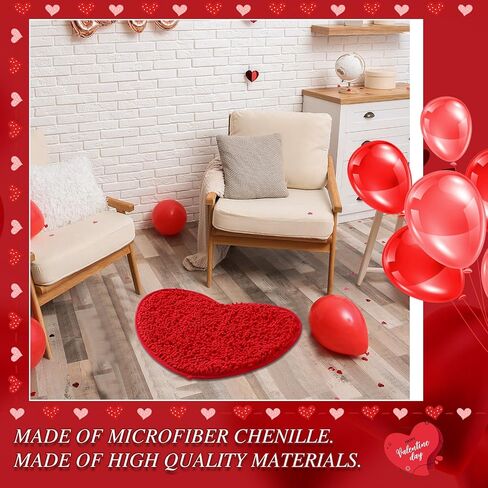 4 Pcs Valentine's Day Heart Shaped Rug Decorative Valentine Heart Door Mat 20 x 24 Inch Non Slip Washable Soft Fluffy Shower Mat Entrance Welcome Carpet for Home Living Room Bedroom Kitchen(Pink, Red) in Saudi Arabia
