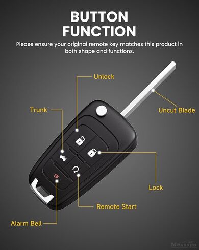 Car Key Fob Replacement for Chevy: Keyfob Replacement Fits for Chevy Cruze Equinox Malibu GMC Terrain Buick Encore Accessories Keyless Entry Remote Control (5 Buttons-01) in Saudi Arabia