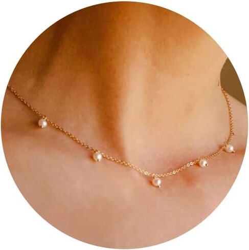 Bohemia Beaded Beads Choker Necklace,Daisy Flower Necklace,Dainty Pearl Necklaces 18K Gold Plated Necklace for Women Handmade Trendy Jewelry Gift in Saudi Arabia