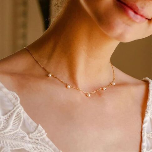Bohemia Beaded Beads Choker Necklace,Daisy Flower Necklace,Dainty Pearl Necklaces 18K Gold Plated Necklace for Women Handmade Trendy Jewelry Gift in Saudi Arabia