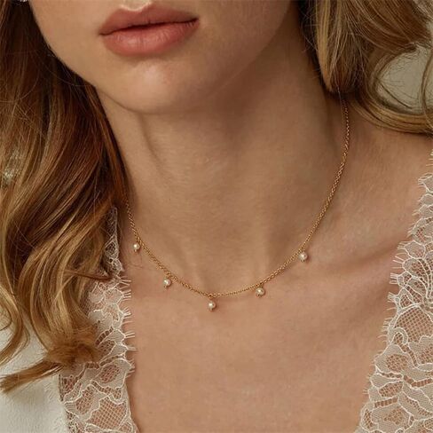 Bohemia Beaded Beads Choker Necklace,Daisy Flower Necklace,Dainty Pearl Necklaces 18K Gold Plated Necklace for Women Handmade Trendy Jewelry Gift in Saudi Arabia