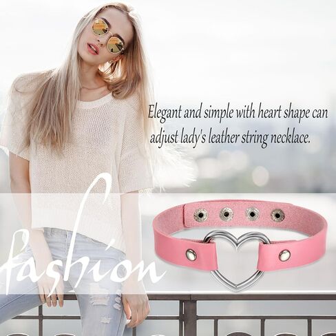 OIDEA Adjustable Leather Heart Charm Choker Necklace for Women - Party Cosplay Halloween Decorations in Saudi Arabia