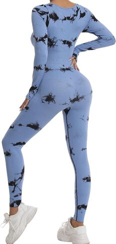 JBT Women Tie Dye Long Sleeve Ribbed Bodycon Romper Fitted One Piece Jumpsuit Seamless Stretch Casual Bodysuit in Saudi Arabia