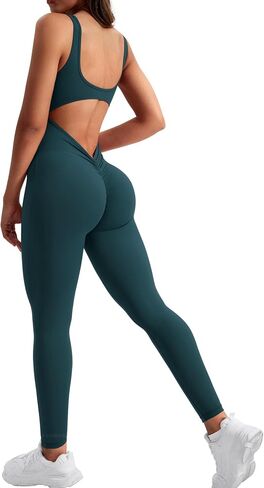 YEOREO جمبسوت بدون أكمام للنساء مثير بدون ظهر لصالة الألعاب الرياضية Bodycon Lizvette على شكل حرف V من الخلف، ثوب فضفاض للمؤخرة in Kuwait