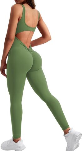 YEOREO جمبسوت بدون أكمام للنساء مثير بدون ظهر لصالة الألعاب الرياضية Bodycon Lizvette على شكل حرف V من الخلف، ثوب فضفاض للمؤخرة in Kuwait