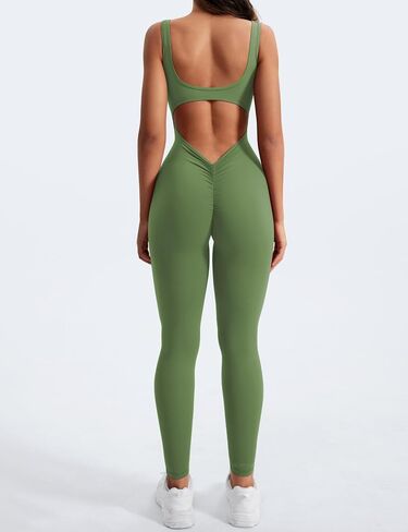 YEOREO جمبسوت بدون أكمام للنساء مثير بدون ظهر لصالة الألعاب الرياضية Bodycon Lizvette على شكل حرف V من الخلف، ثوب فضفاض للمؤخرة in Kuwait
