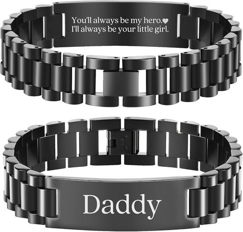 BUREI Men Watch Band Stainless Steel Link Bracelet Personalized Jewelry Gift for Men DAD Father Husband Boyfriend in Saudi Arabia