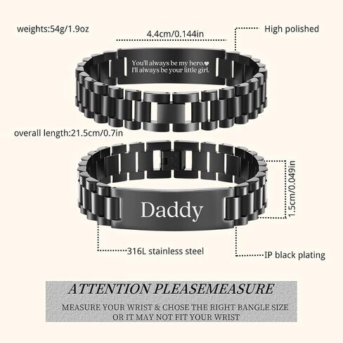 BUREI Men Watch Band Stainless Steel Link Bracelet Personalized Jewelry Gift for Men DAD Father Husband Boyfriend in Saudi Arabia