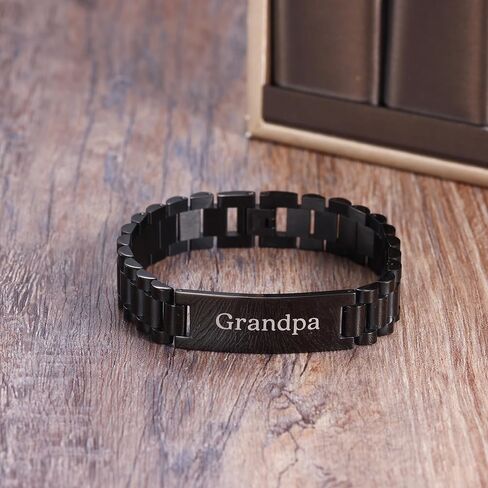 BUREI Men Watch Band Stainless Steel Link Bracelet Personalized Jewelry Gift for Men DAD Father Husband Boyfriend in Saudi Arabia
