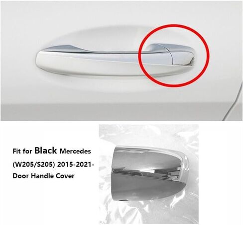 Front Left Door Handle Cover Cap for Mercedes-Benz C-Class (W205/S205) 2015-2021 Left Front Door Handle Cover(Black) in Kuwait