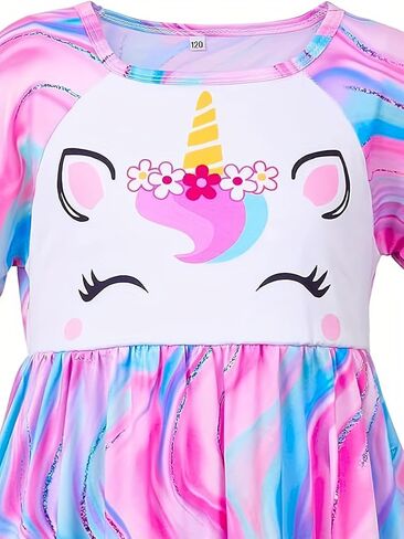 Bow Dream 2 Pack Girls Cute Cartoon Dresses for Girls Party Birthday Long Sleeve Kids Clothes in Kuwait