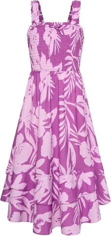 GRACE KARIN Girls Floral Maxi Dress Square Neck Wide Straps Smocked Summer Spring Flowy Dress 5-14Y in Kuwait