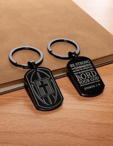 Cross with Sports Initial J Keychains for Men Box, Bible Verse Stainless Steel Mens Keychain, Mens Accessories Gift in Saudi Arabia