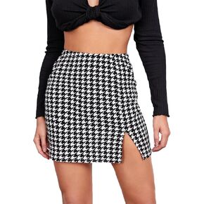 Milumia Women's High Waist Slit Hem Bodycon Mini Skirt Pencil Short Skirt